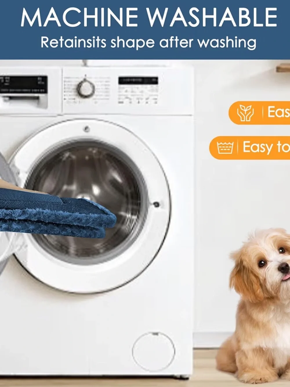 Washable Dog Bed Plush Orthopedic Outdoor Crate Mat with Non-Slip Bottom